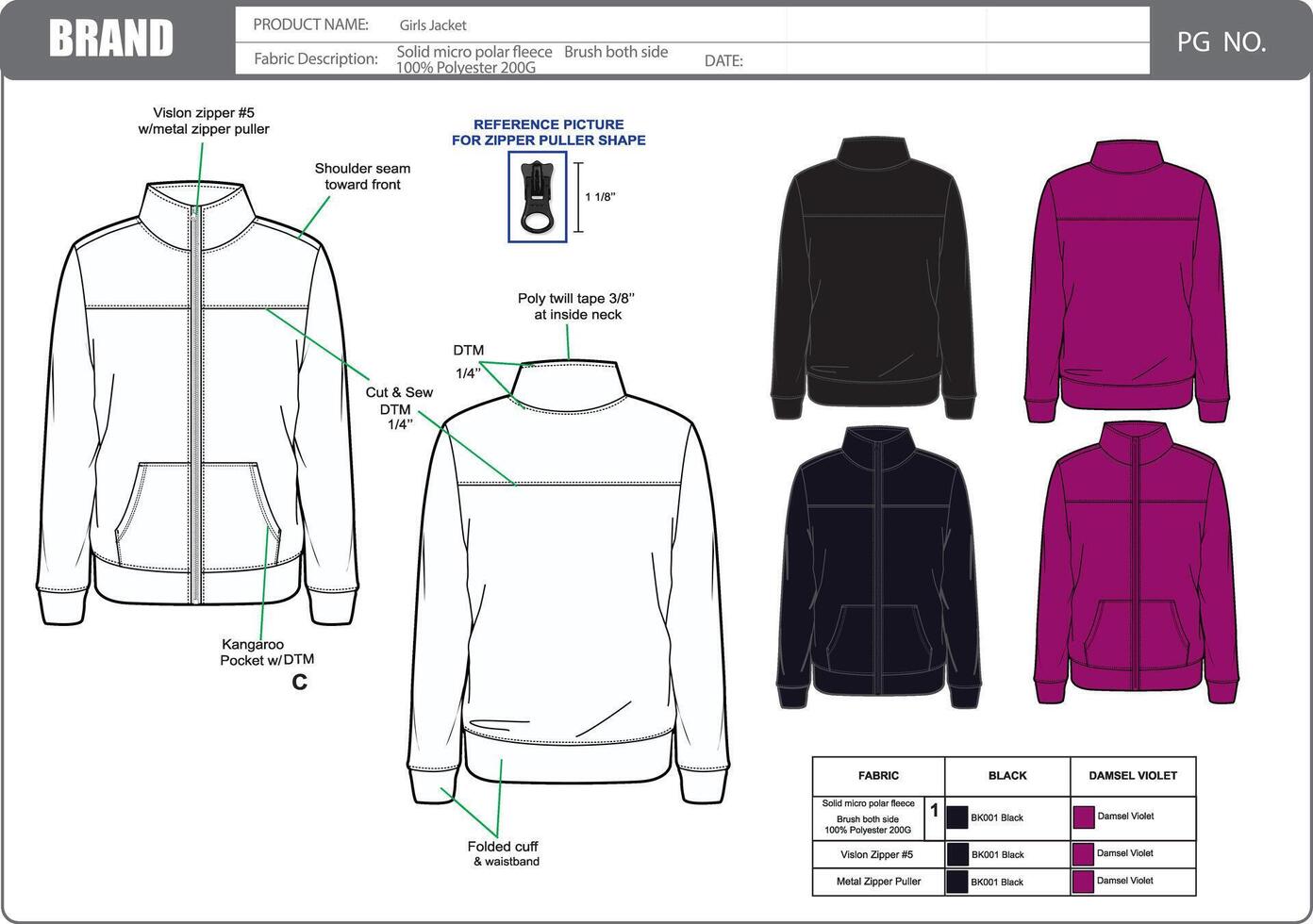 Tech Pack of Girls Zip Jacket vector