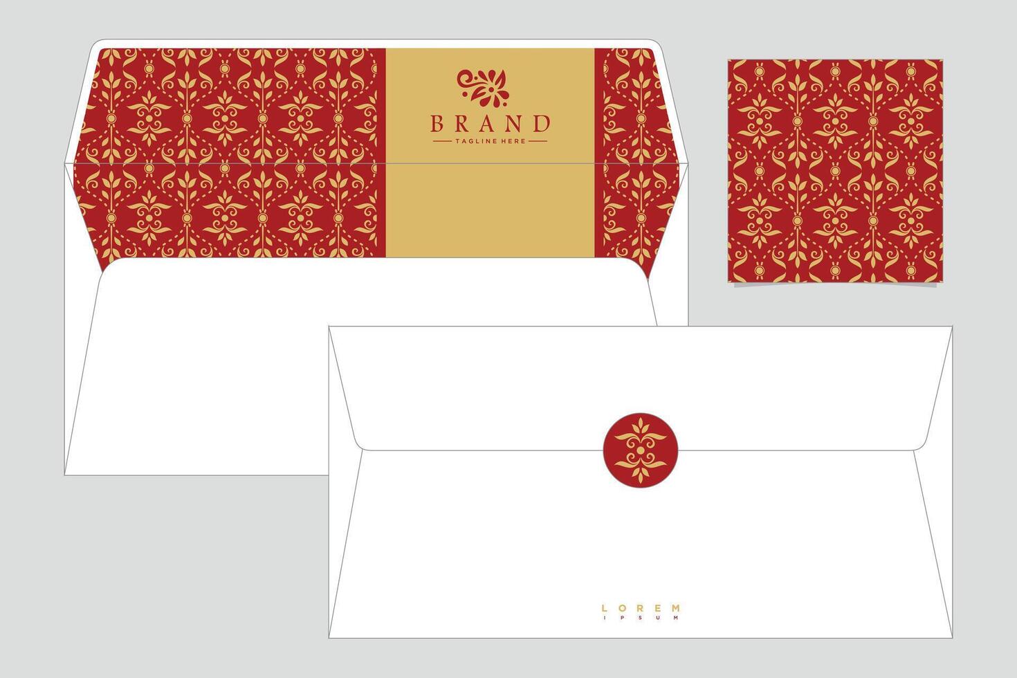 envelopes die cut template with batik vintage geometric pattern vector
