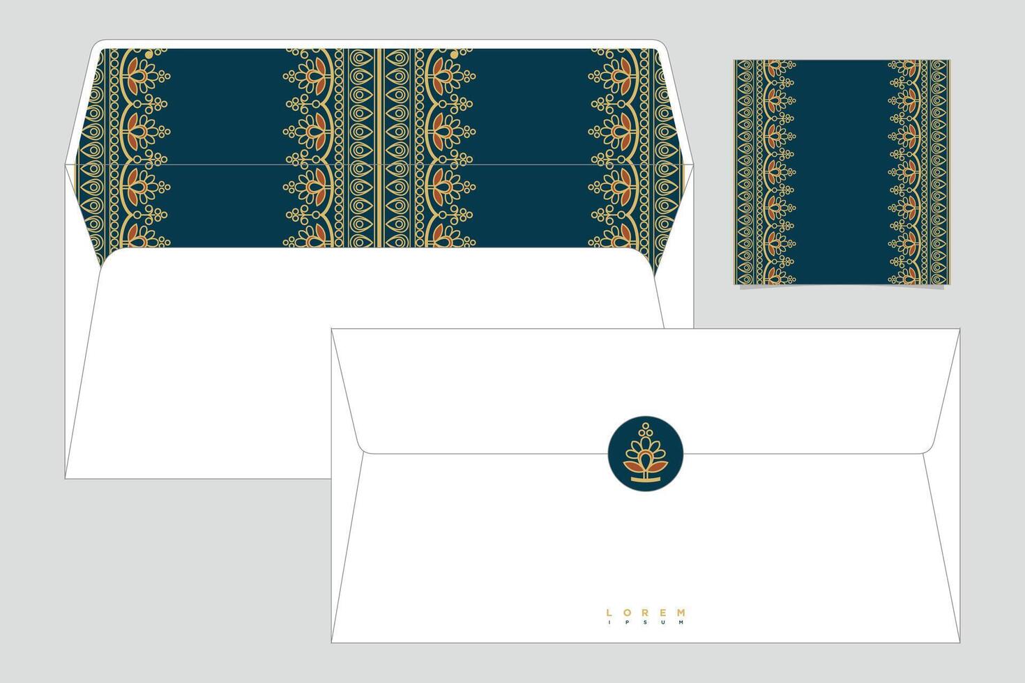 envelopes die cut template with batik vintage geometric pattern vector