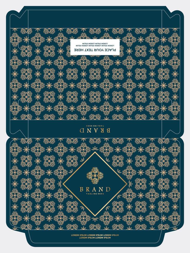 Box packaging die cut template batik seamless pattern design vector