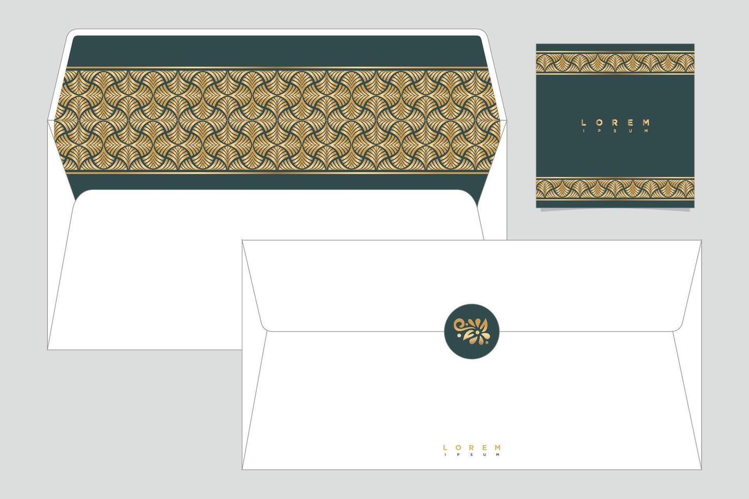 envelopes die cut template with batik vintage geometric pattern vector