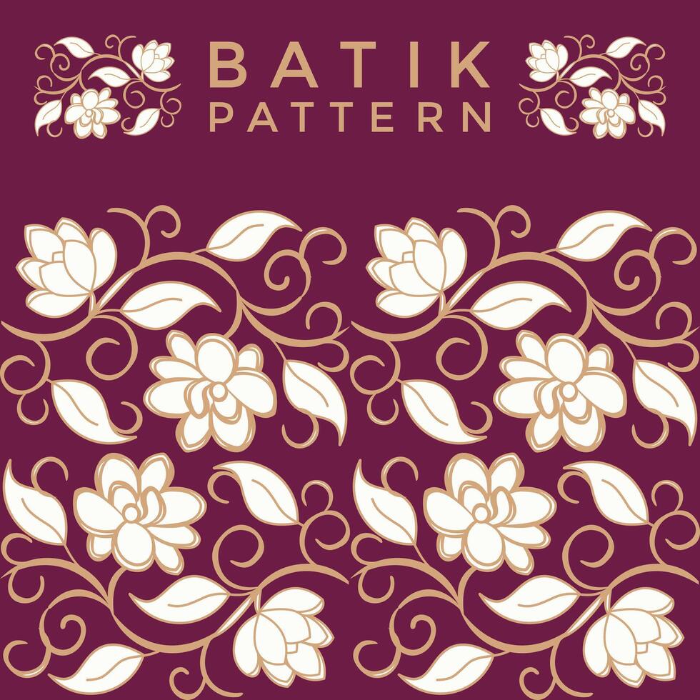 javanese traditional batik floral motifs pattern vector