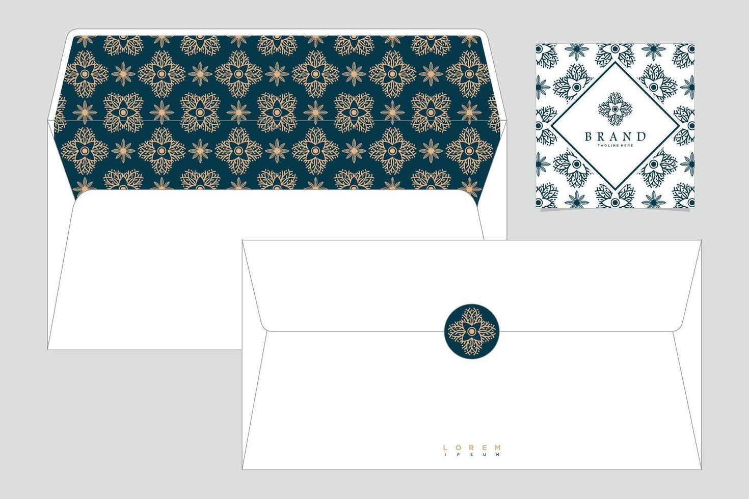 envelopes die cut template with batik vintage geometric pattern vector