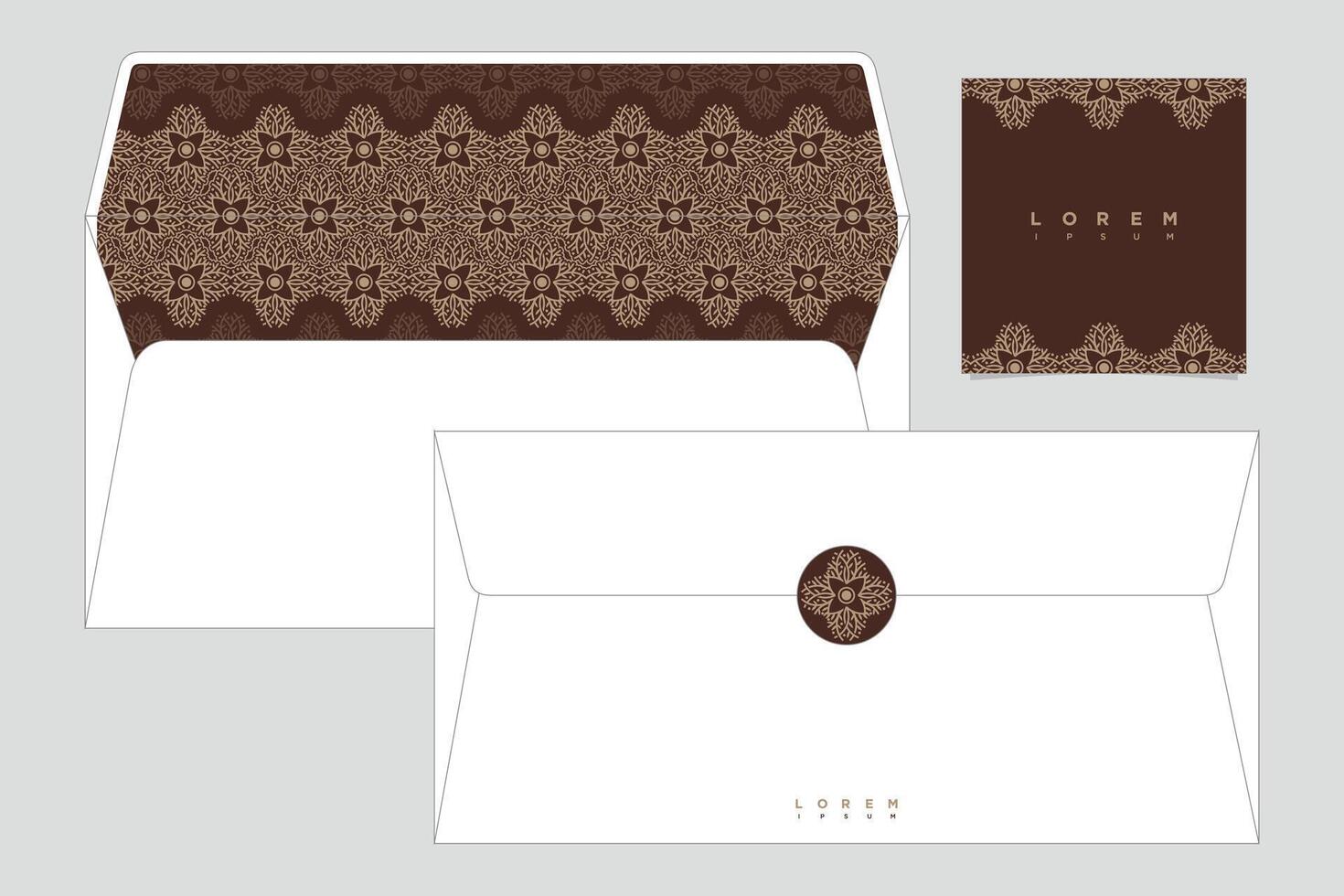 envelopes die cut template with batik vintage geometric pattern vector
