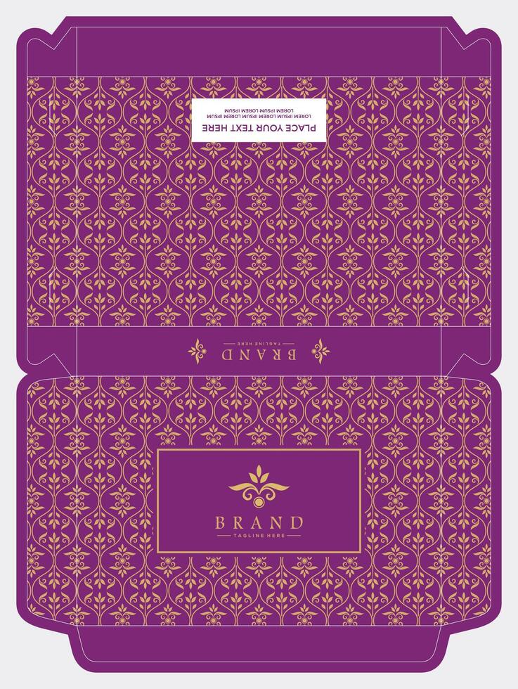 Box packaging die cut template batik seamless pattern design vector