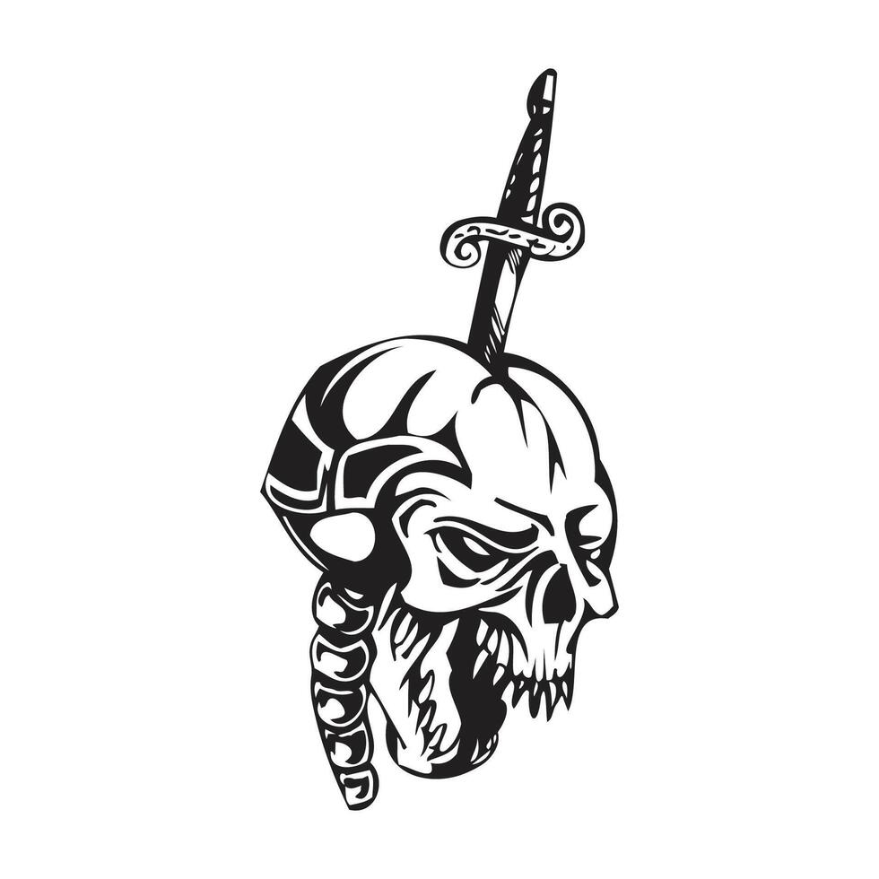 skull sword logo vector