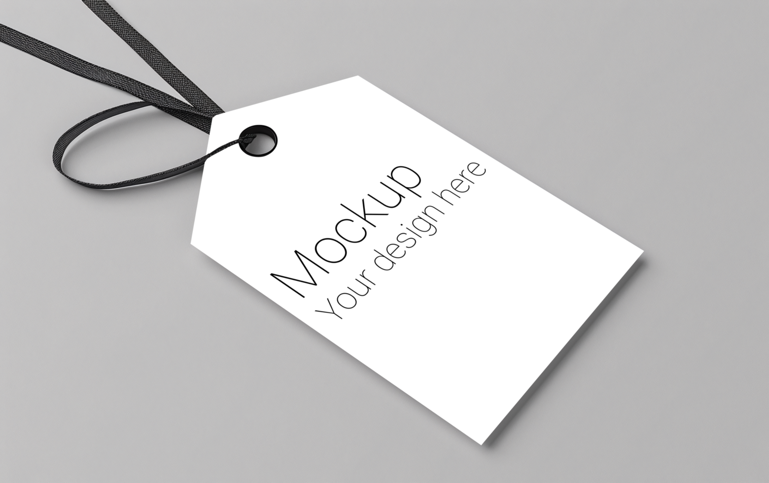 Mockup of label tag with rope on gray background psd