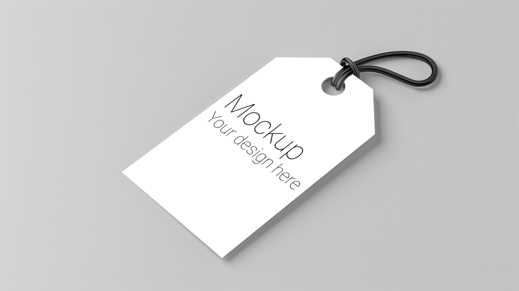 Mockup of label tag with rope on gray background psd