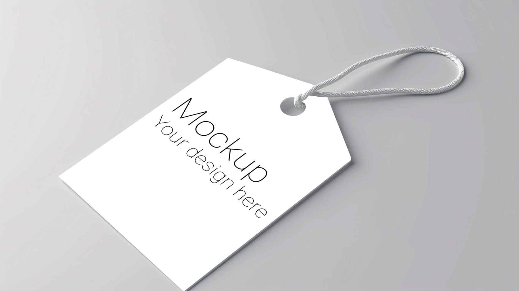 Mockup of label tag with rope on gray background psd