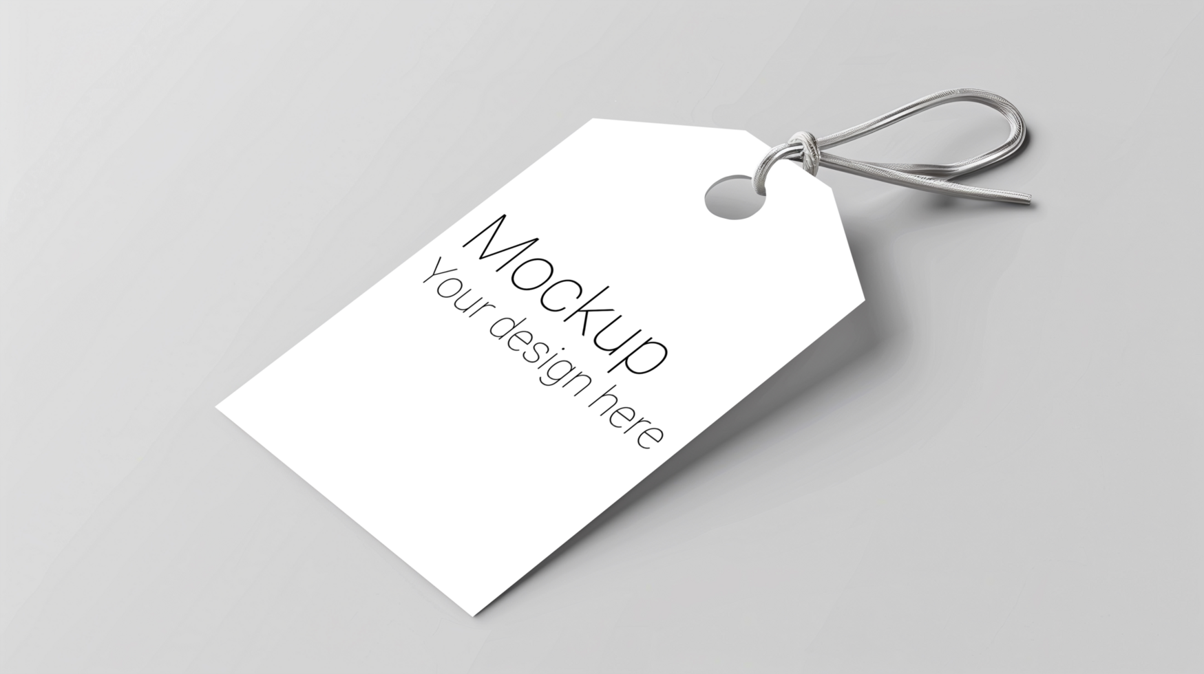 Mockup of label tag with rope on gray background psd