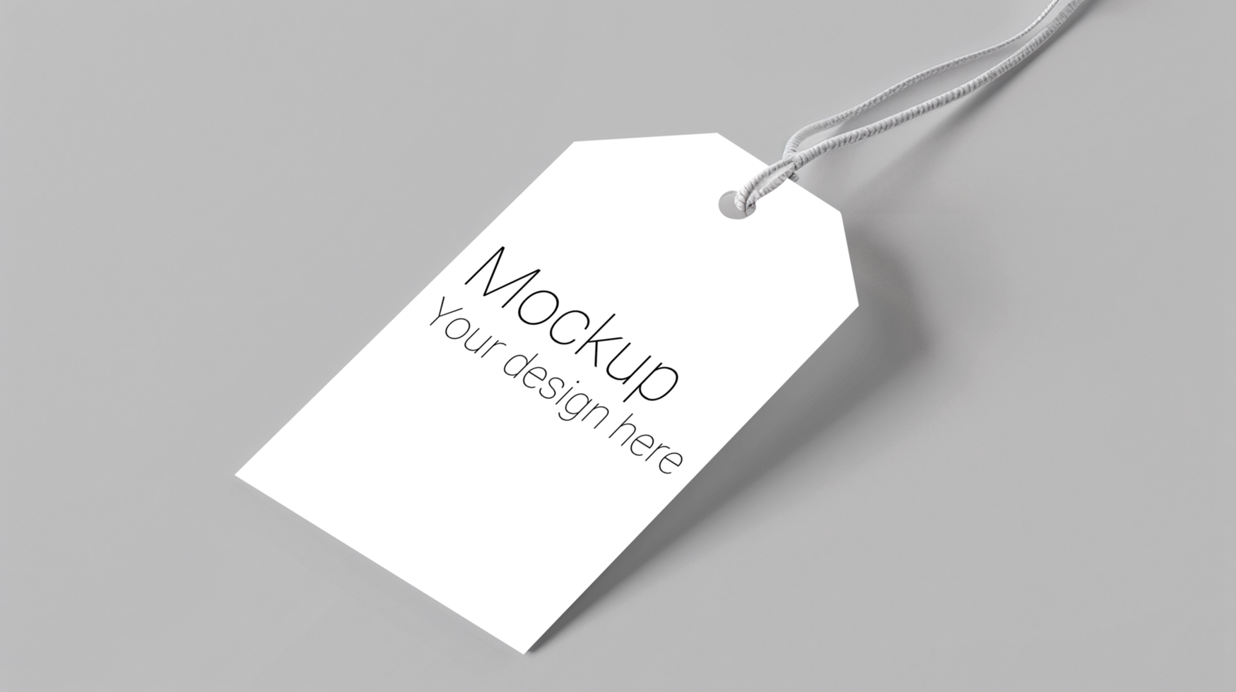 Mockup of label tag with rope on gray background psd