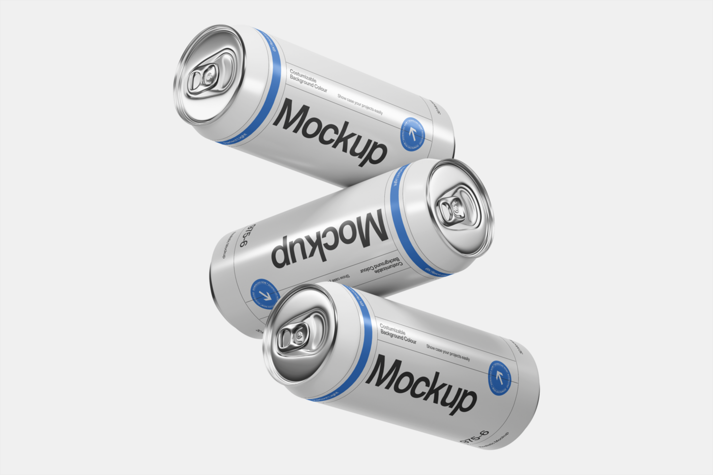 Realistic 3D Floating Aluminum Drink Can Mockup Template psd