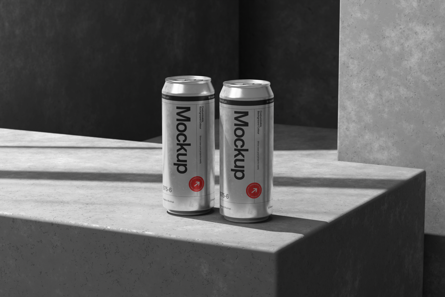 beverage can mockup template with reflection shadow psd