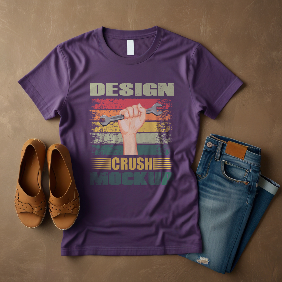 Purple tshirt mockup with stylish background psd