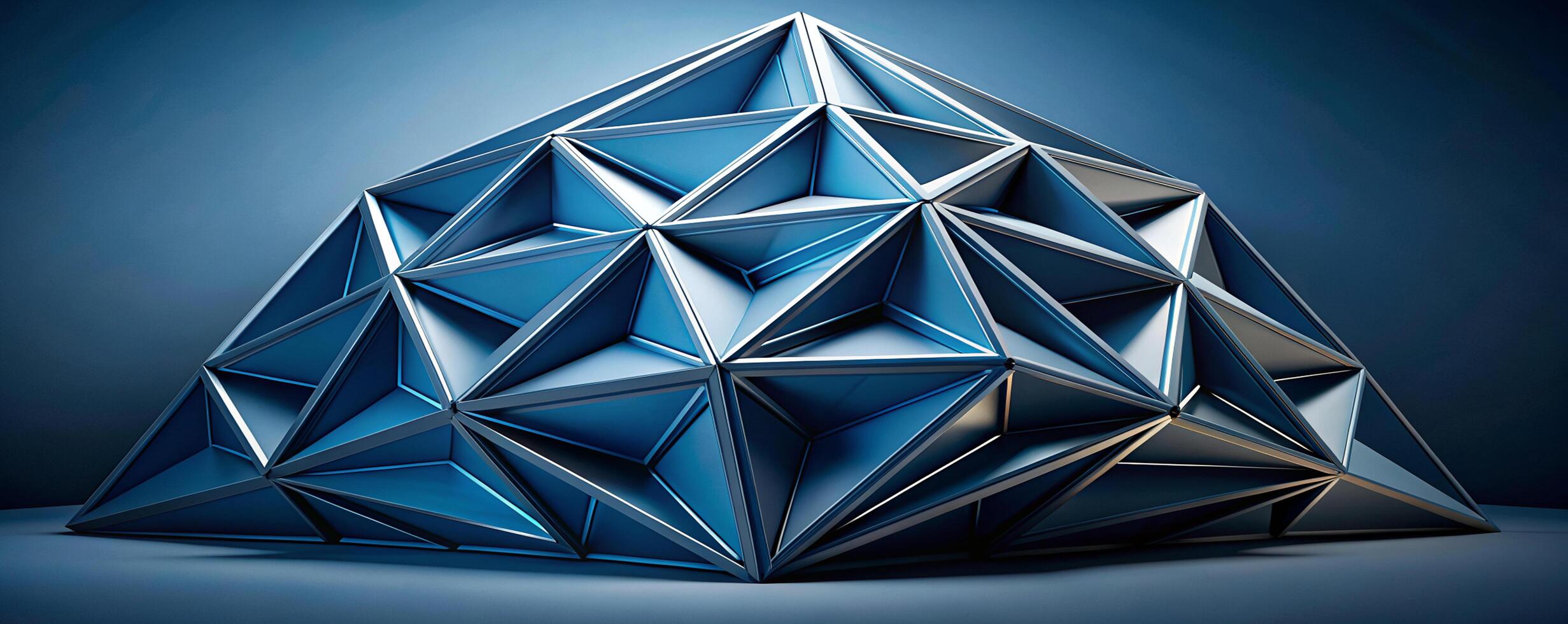 Abstract Geometric Blue Polyhedron Pattern - Modern 3D Design photo
