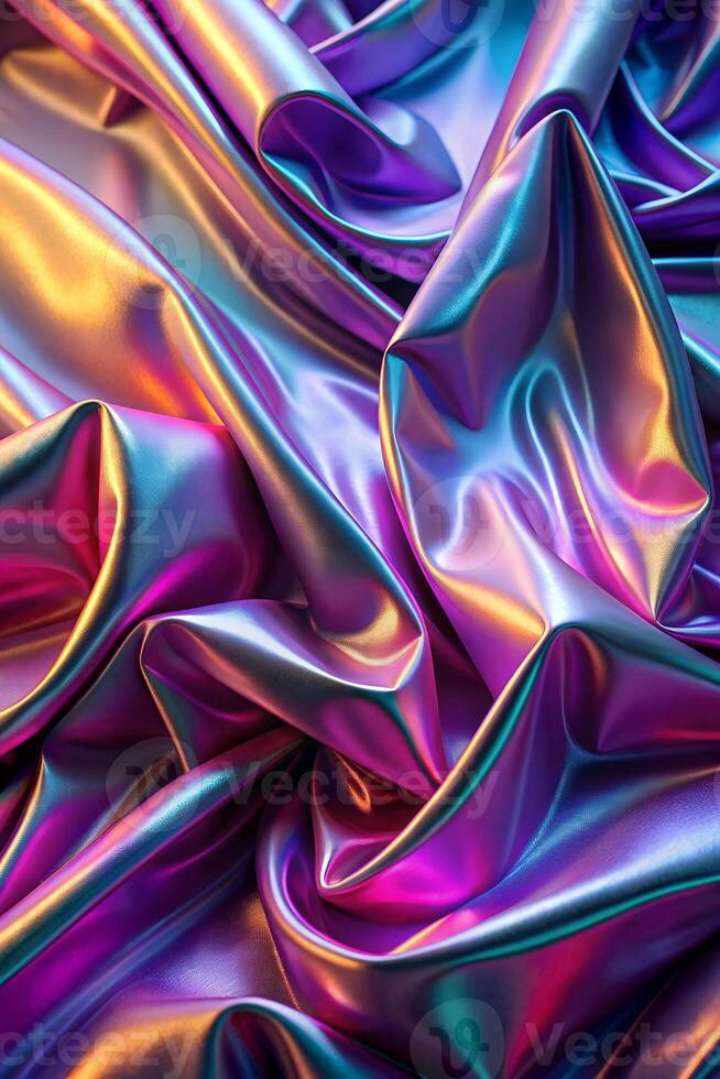 Iridescent chrome wavy gradient cloth fabric abstract photo