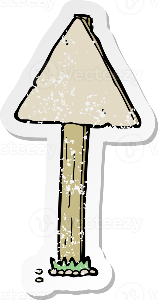 retro distressed sticker of a cartoon sign post drawing png