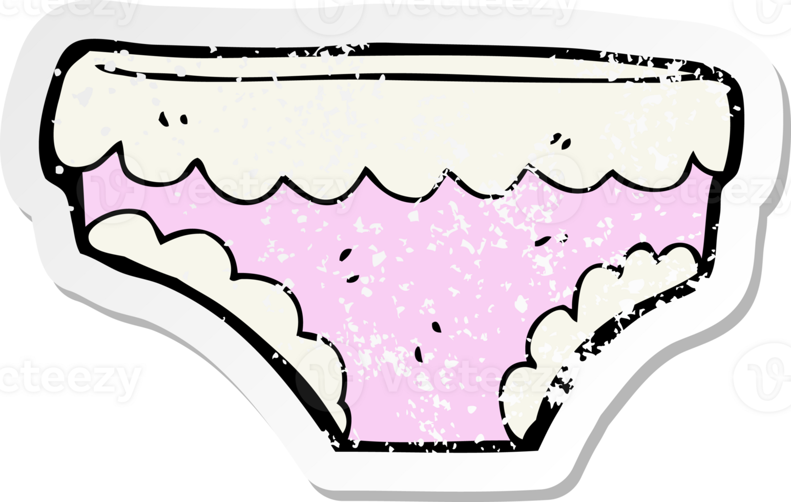retro distressed sticker of a cartoon underpants drawing png