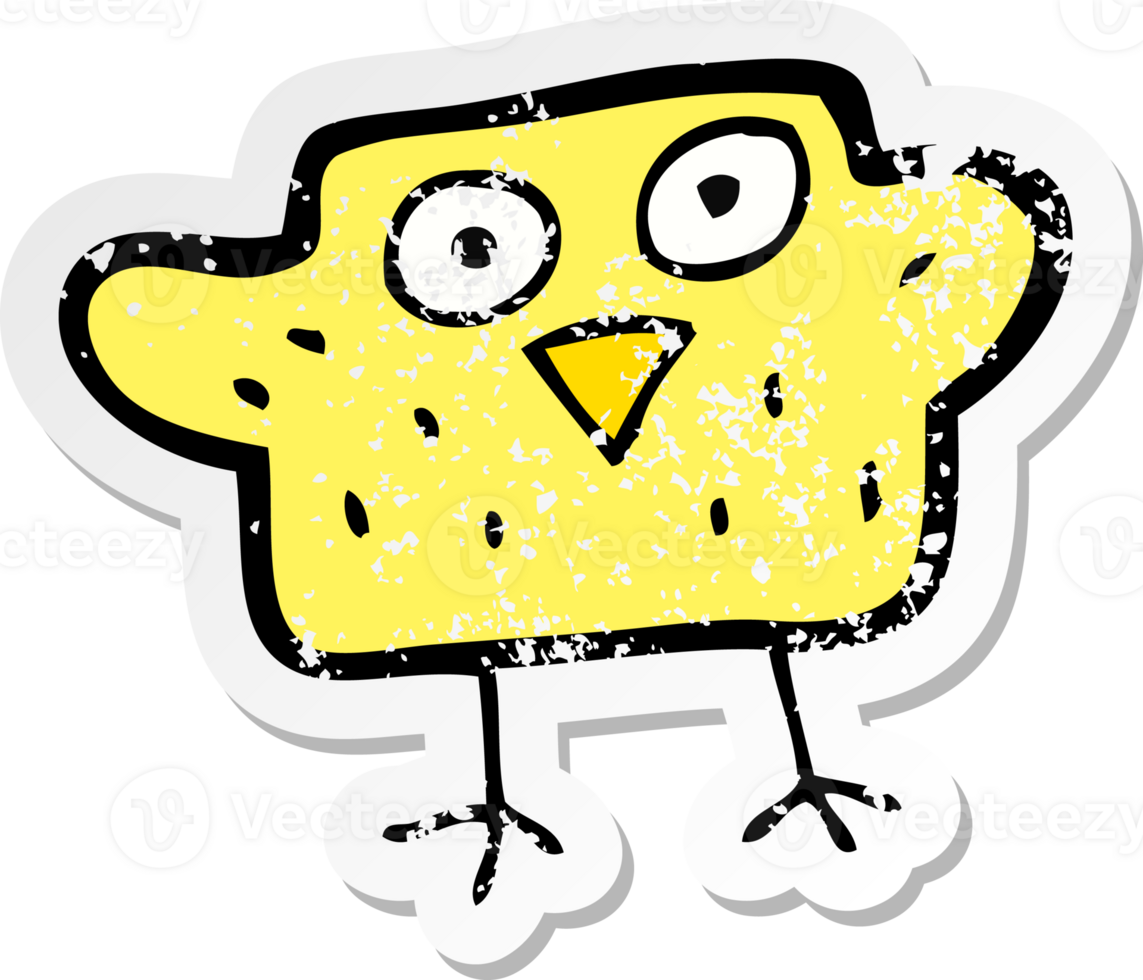 retro distressed sticker of a cartoon bird drawing png