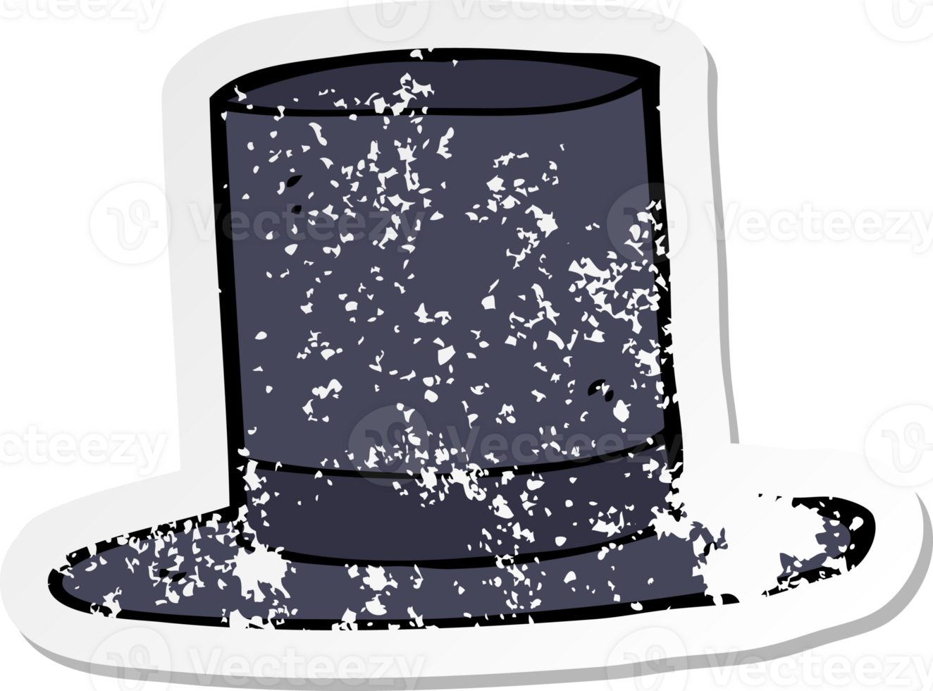 retro distressed sticker of a cartoon top hat drawing png