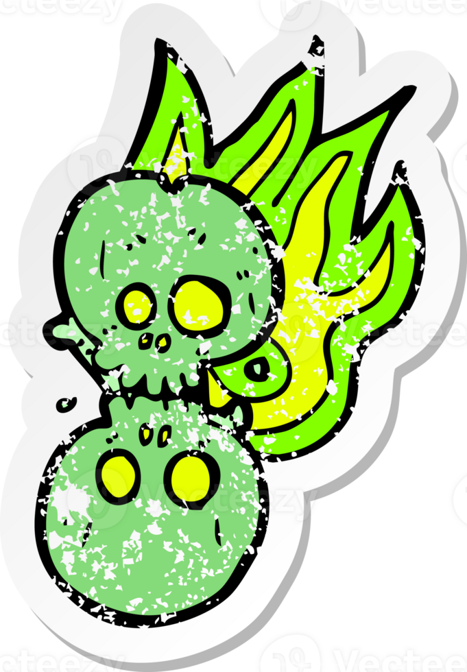 retro distressed sticker of a cartoon halloween bone number drawing png