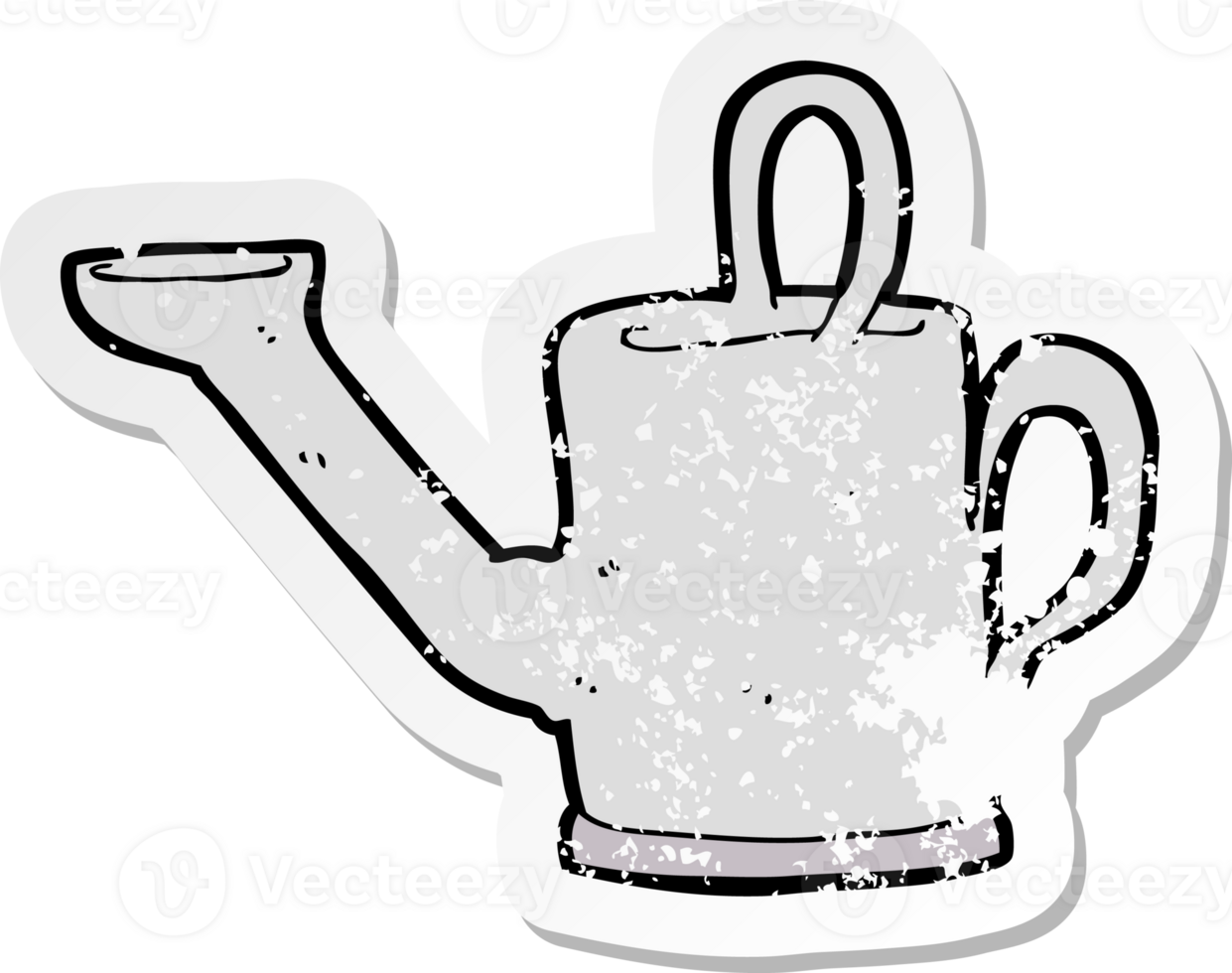 retro distressed sticker of a watering can cartoon drawing png