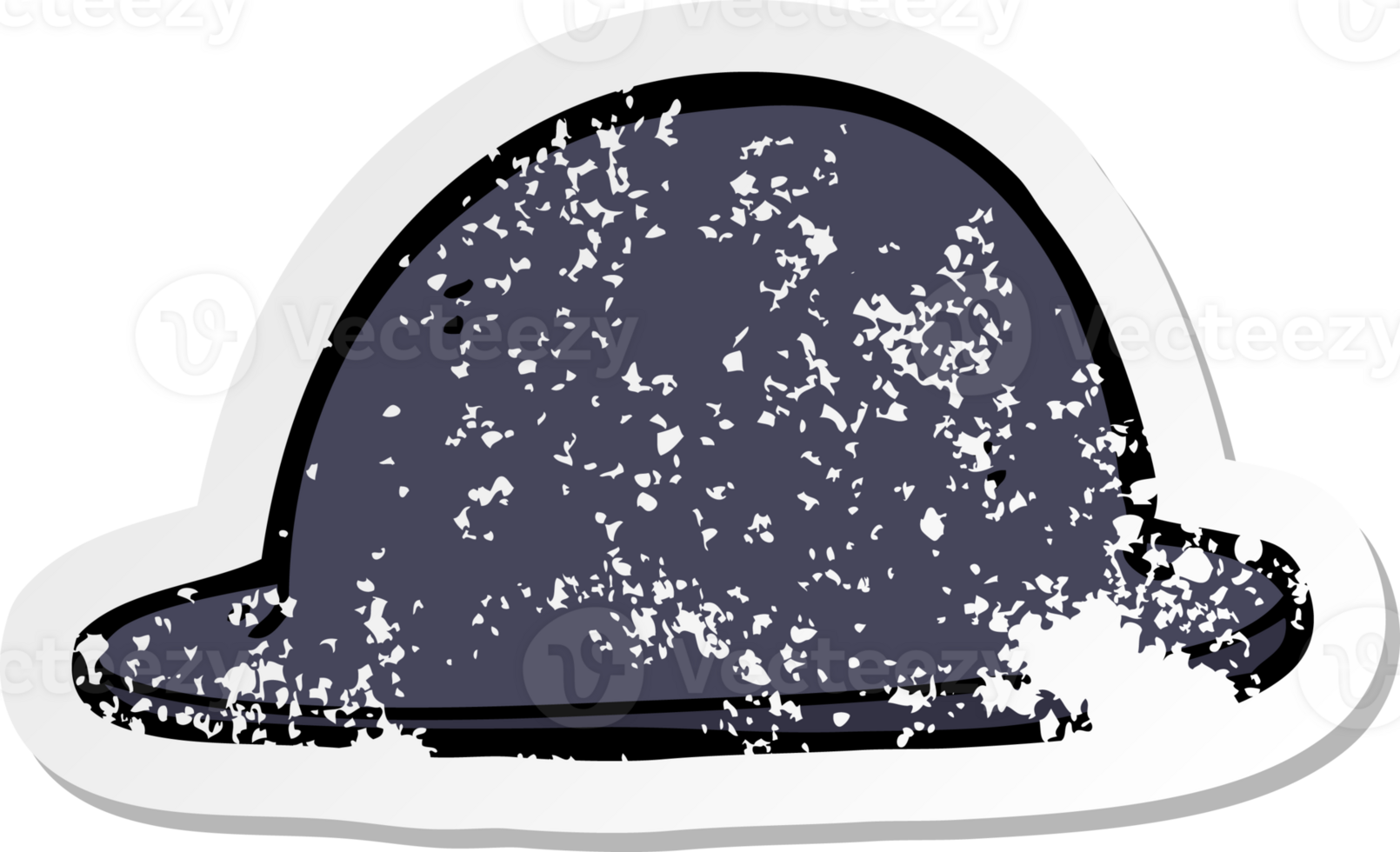 retro distressed sticker of a cartoon old bowler hat drawing png