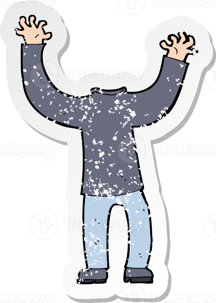 retro distressed sticker of a cartoon headless body drawing png