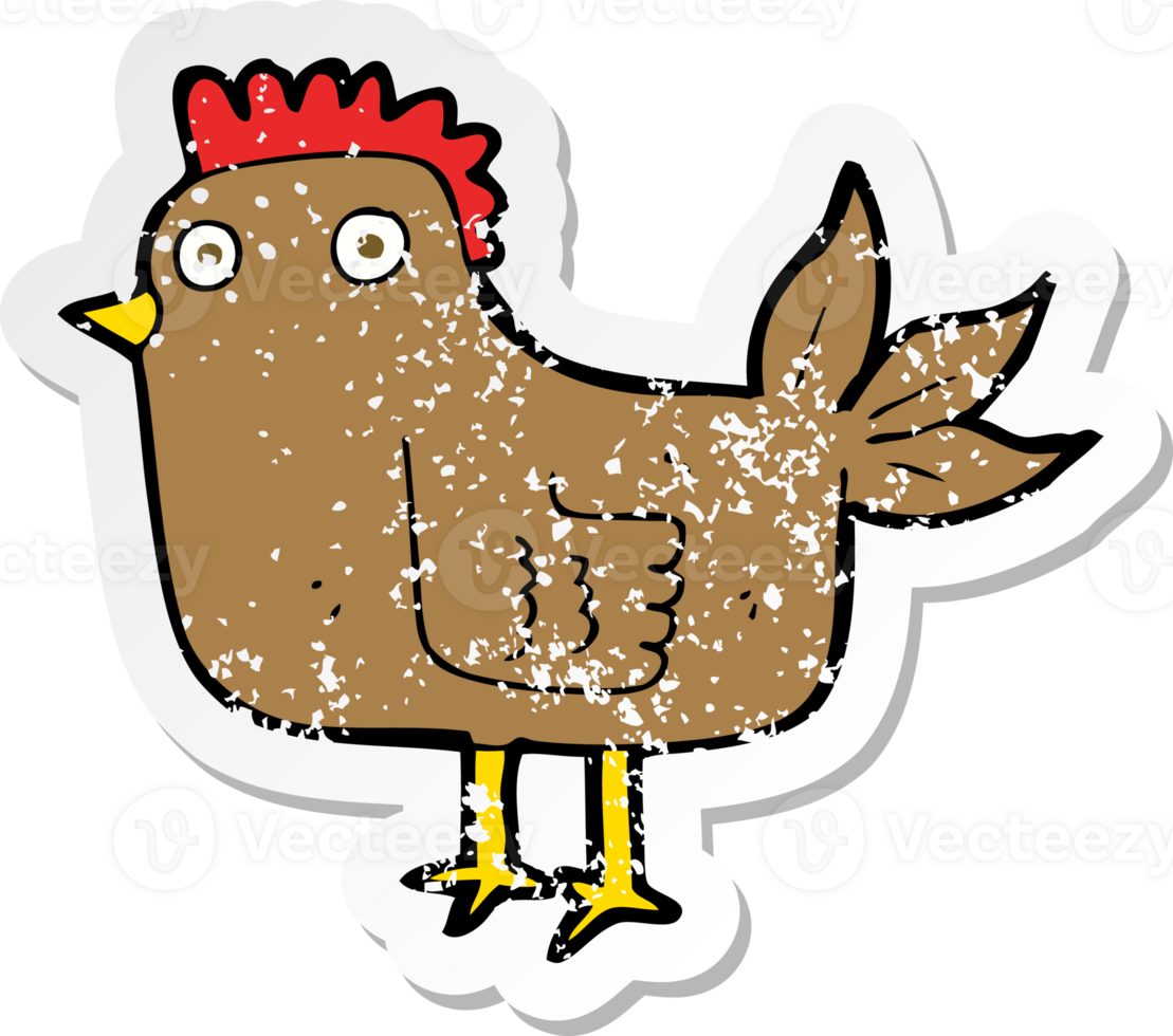 retro distressed sticker of a cartoon hen drawing png