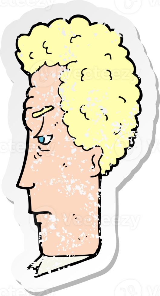 retro distressed sticker of a cartoon annoyed man drawing png