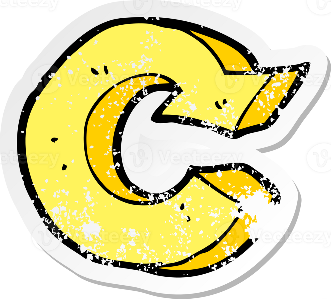 retro distressed sticker of a cartoon arrow symbol drawing png
