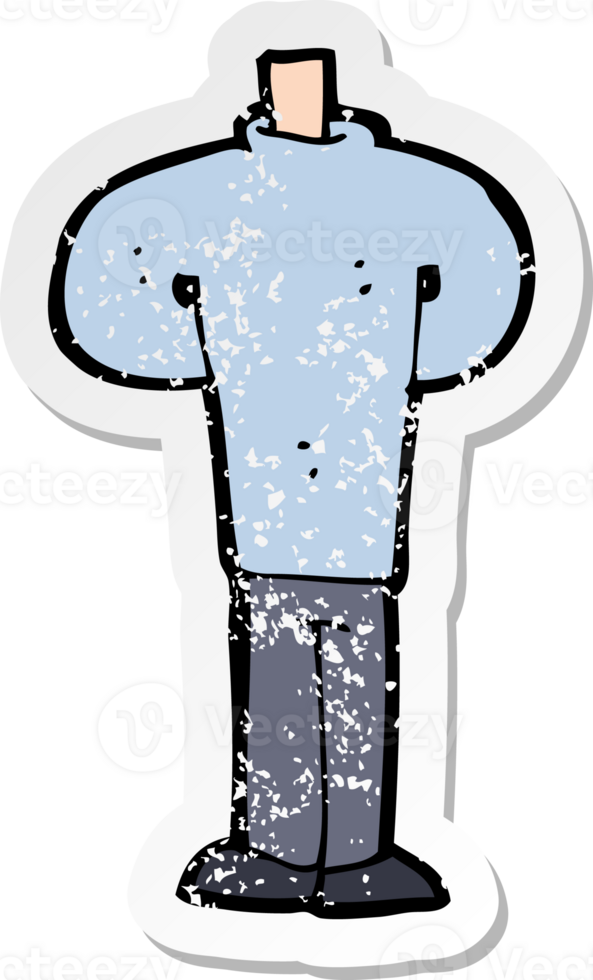retro distressed sticker of a cartoon body standing still drawing png