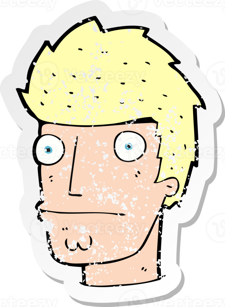 retro distressed sticker of a cartoon nervous man drawing png