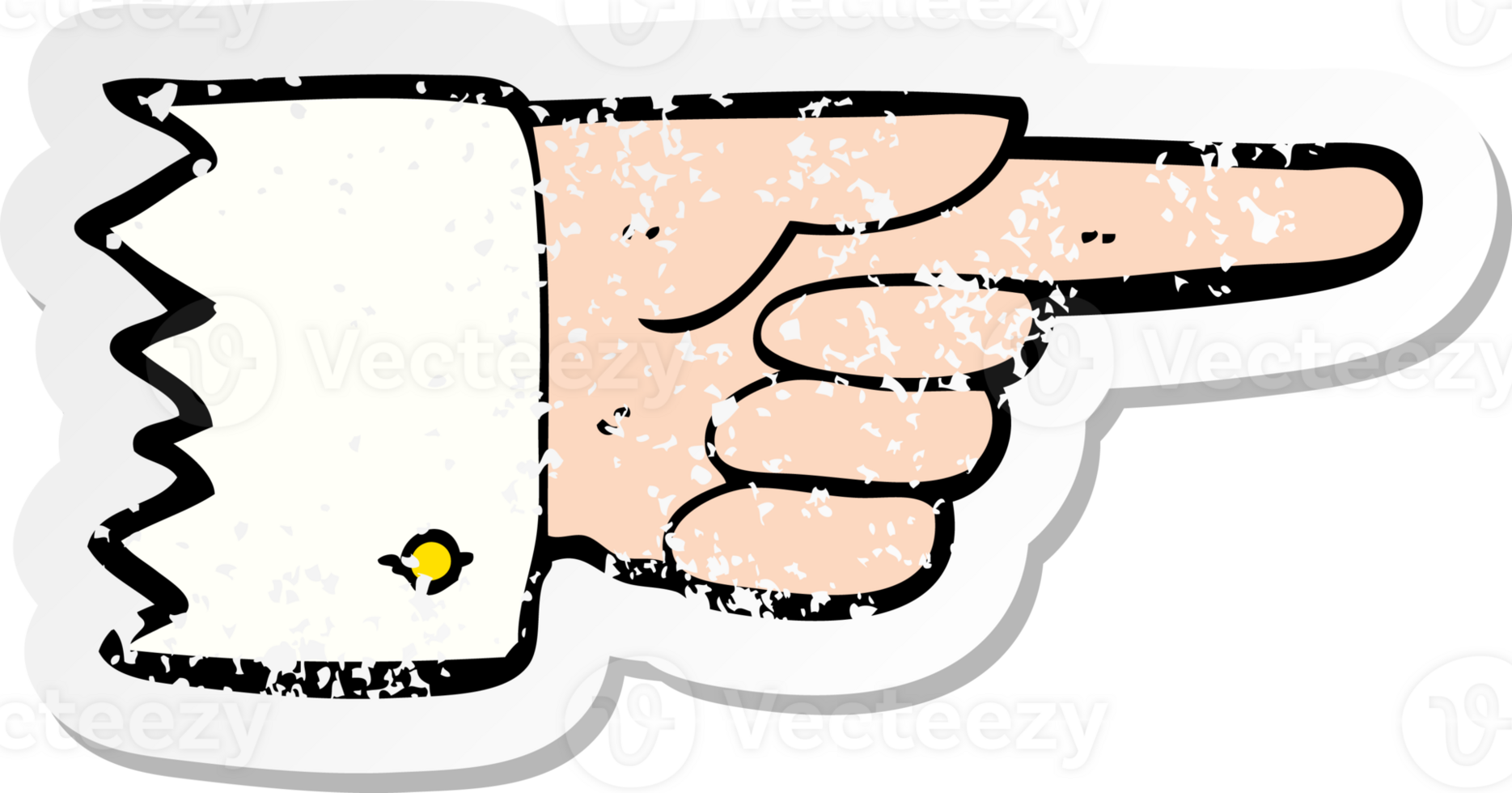 retro distressed sticker of a cartoon pointing hand symbol drawing png