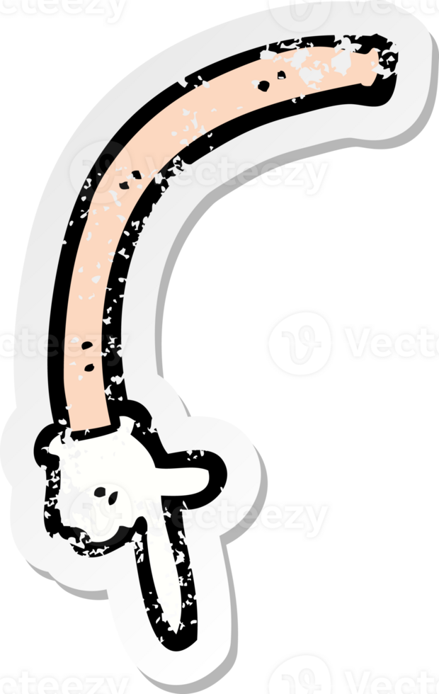 retro distressed sticker of a cartoon pointing arm drawing png