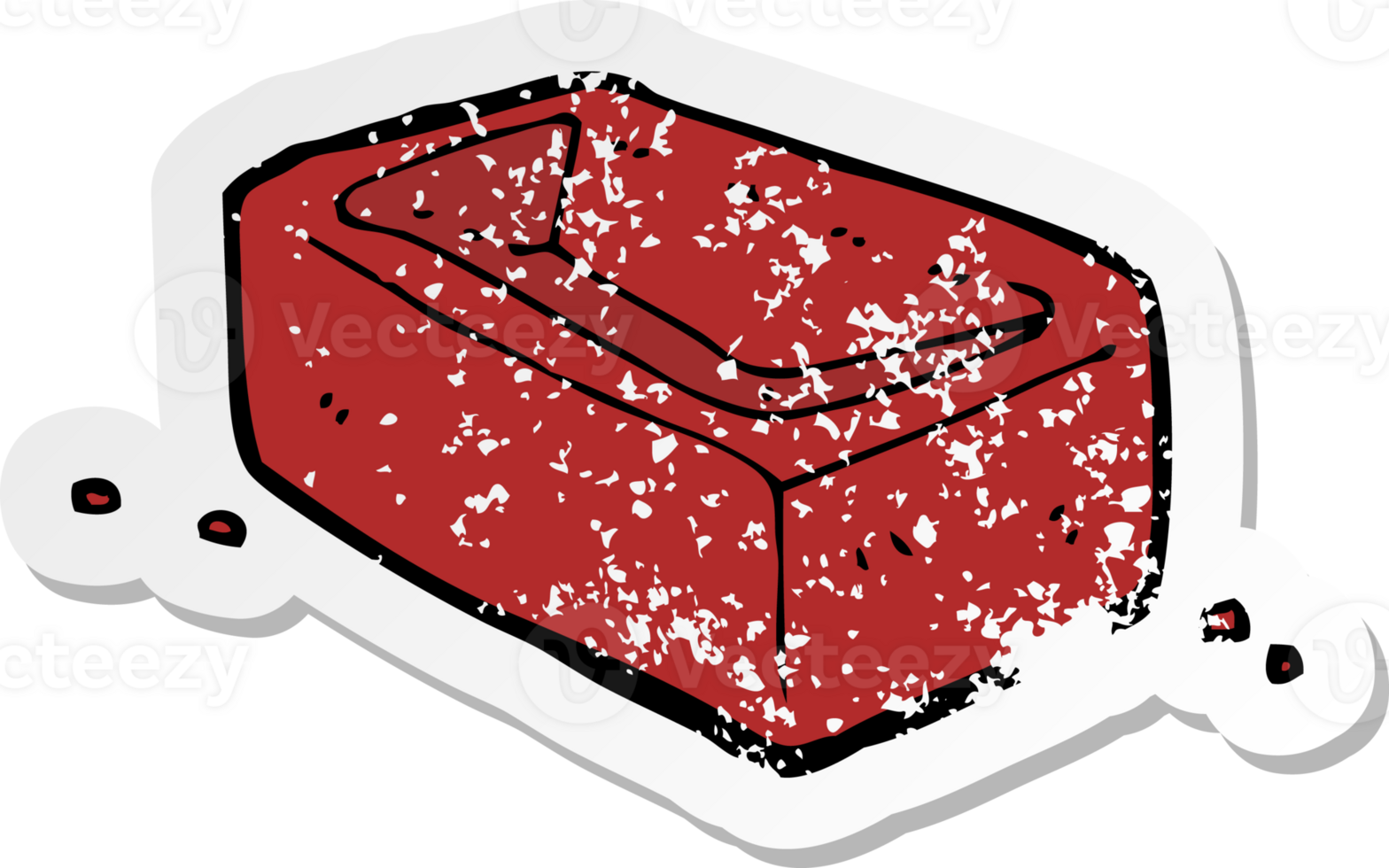 retro distressed sticker of a cartoon brick drawing png