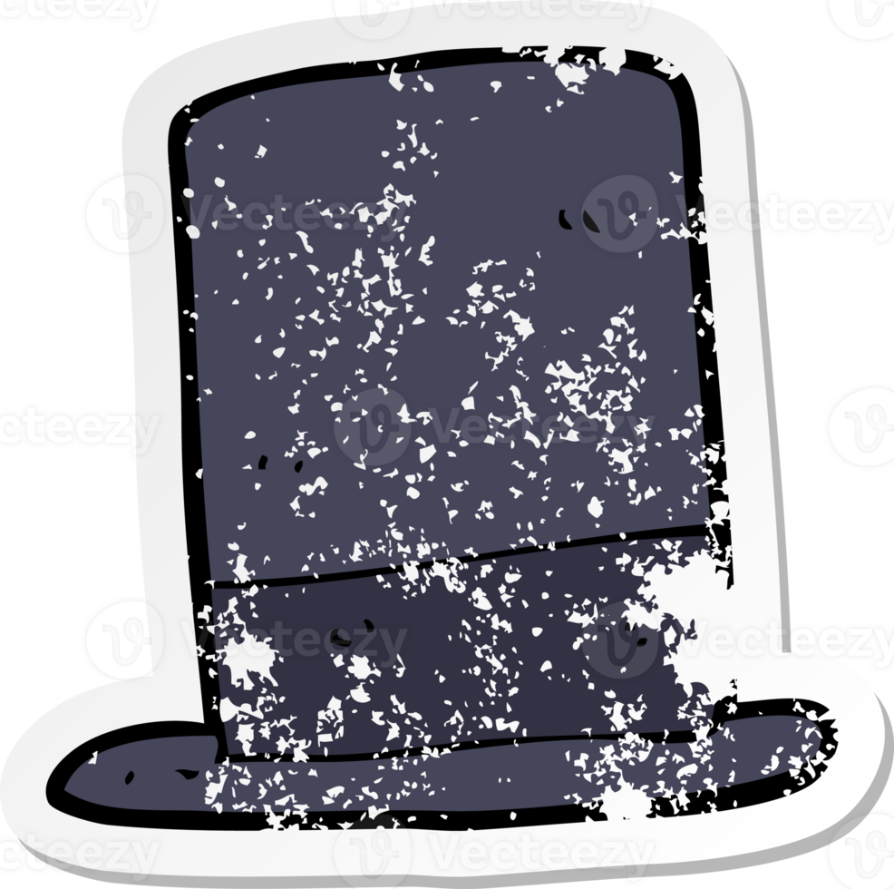 retro distressed sticker of a cartoon hat drawing png