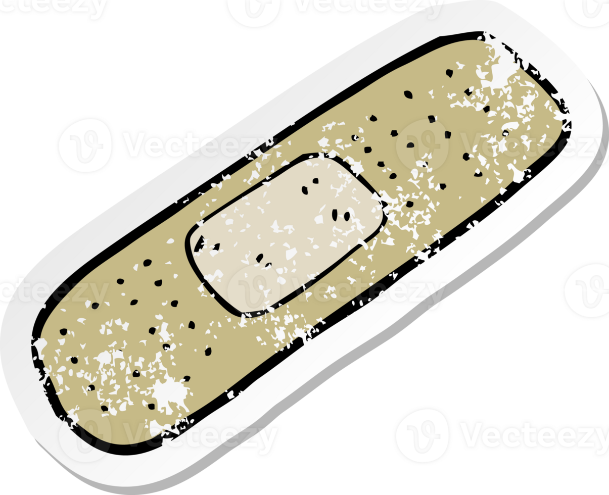 retro distressed sticker of a cartoon medical plaster drawing png