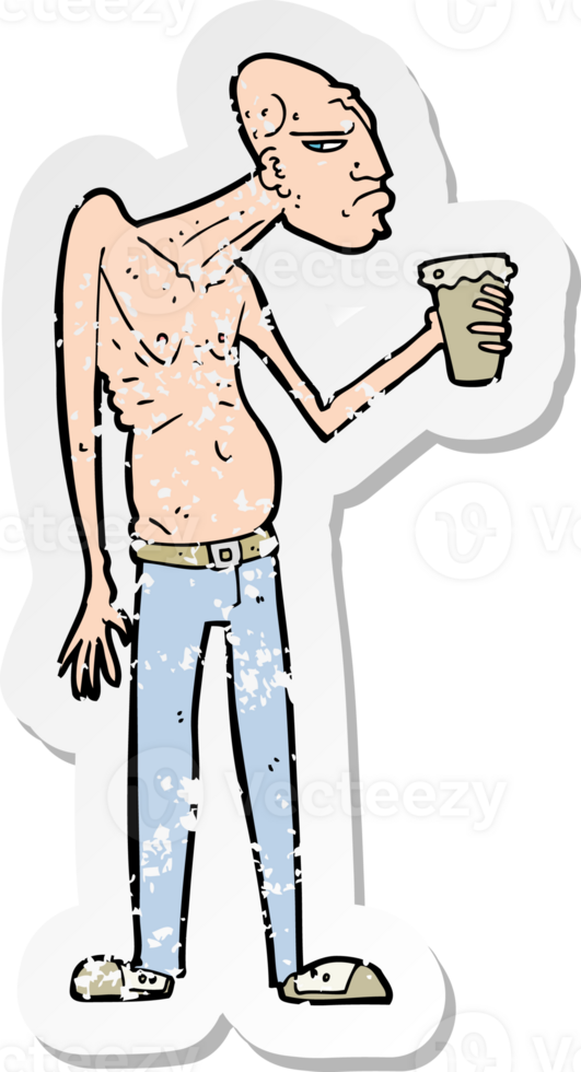 retro distressed sticker of a cartoon hooligan drawing png