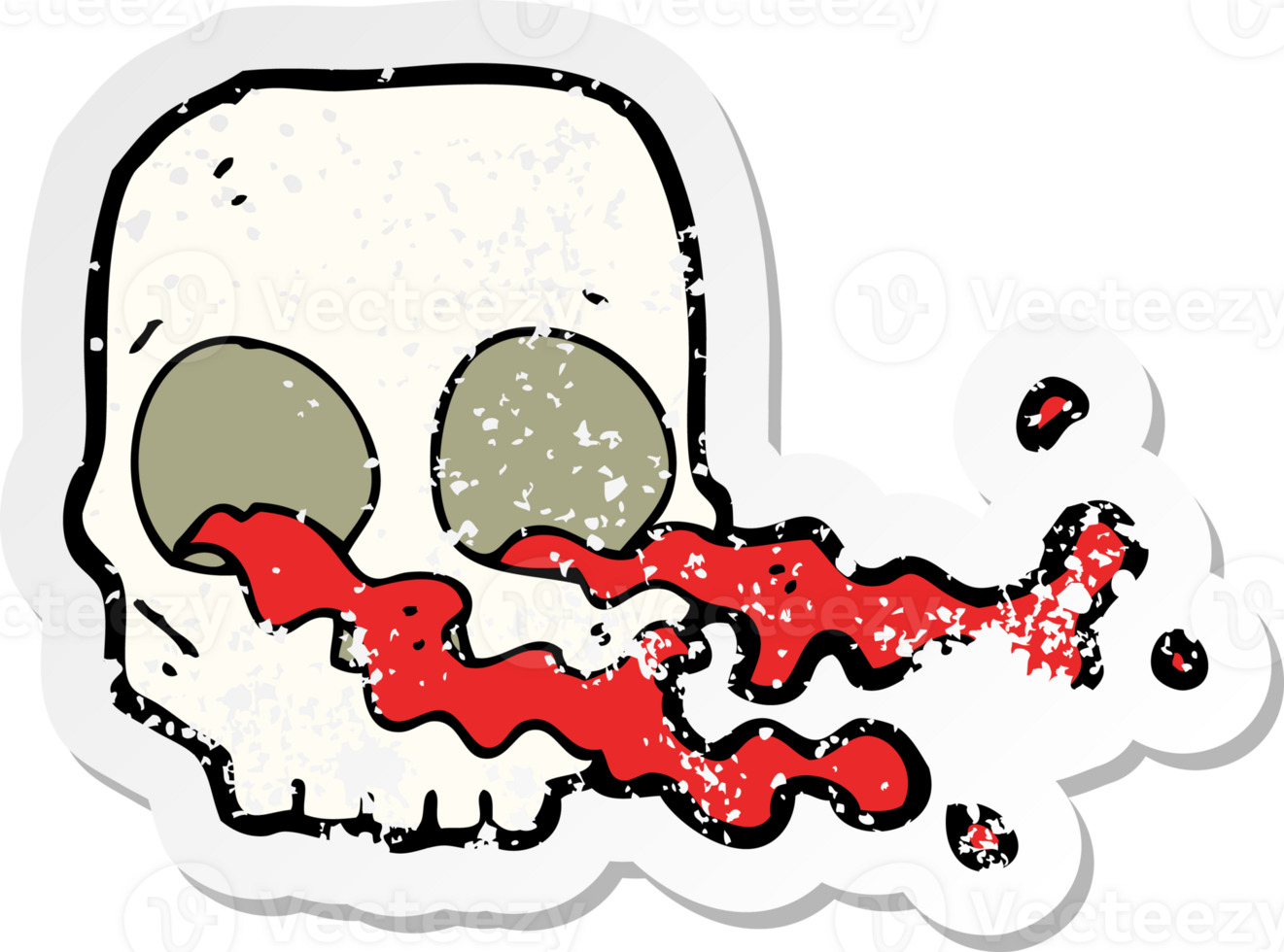 retro distressed sticker of a cartoon gross skull drawing png