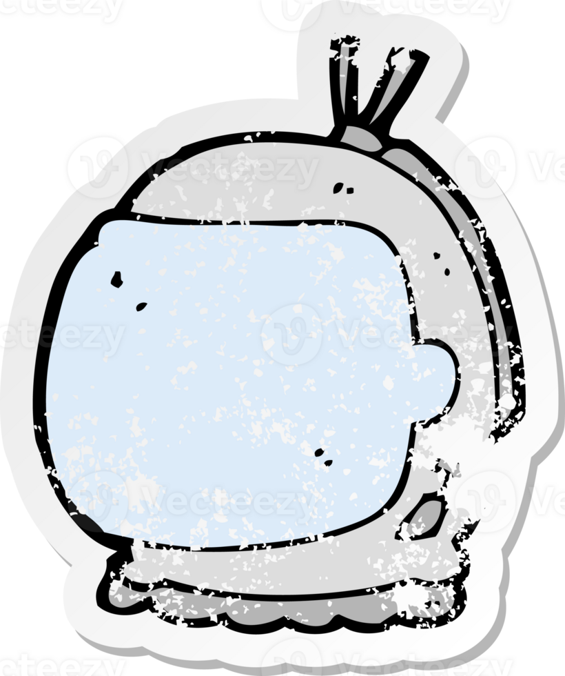 retro distressed sticker of a cartoon astronaut helmet drawing png