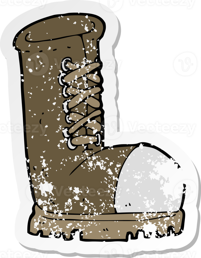 retro distressed sticker of a cartoon old work boot drawing png