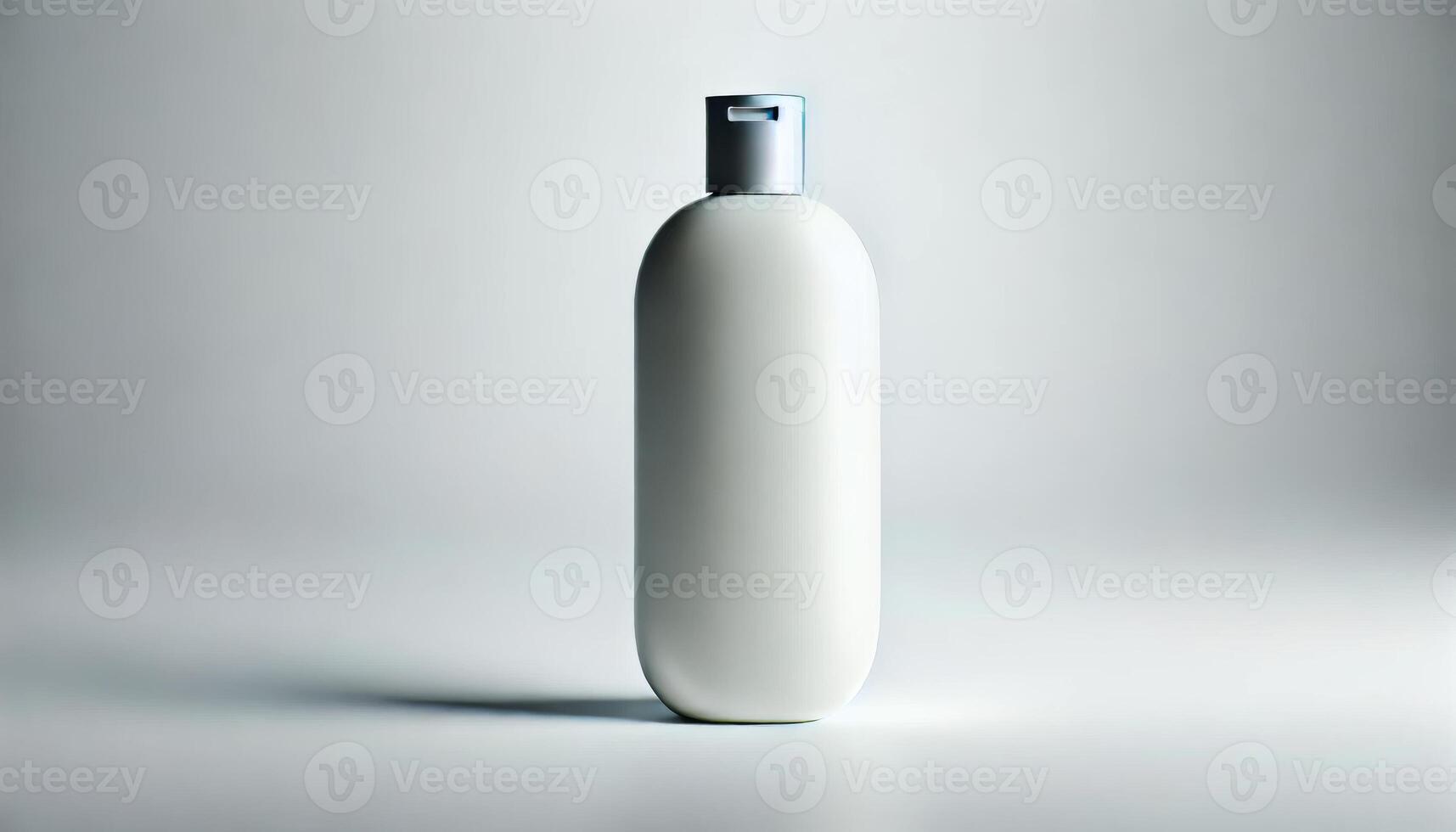 Mock up a beauty soap bottle with a button in the middle, and a white background photo