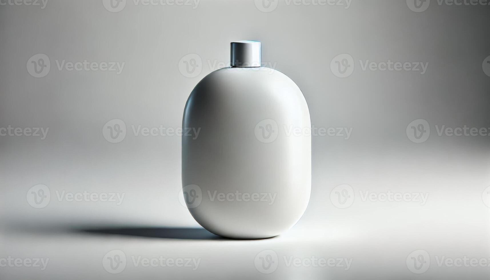Mock up a beauty soap bottle with a button in the middle, and a white background photo