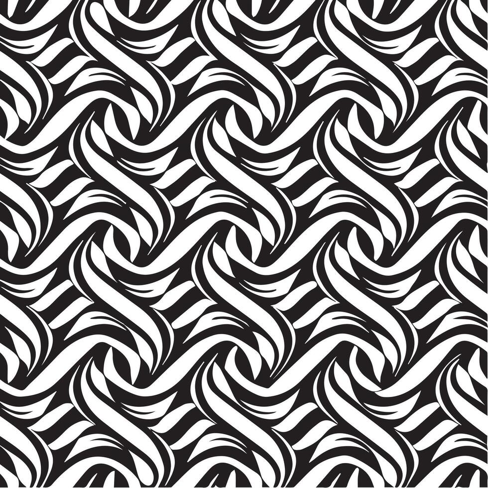 geometric waves seamless pattern background black and white vector