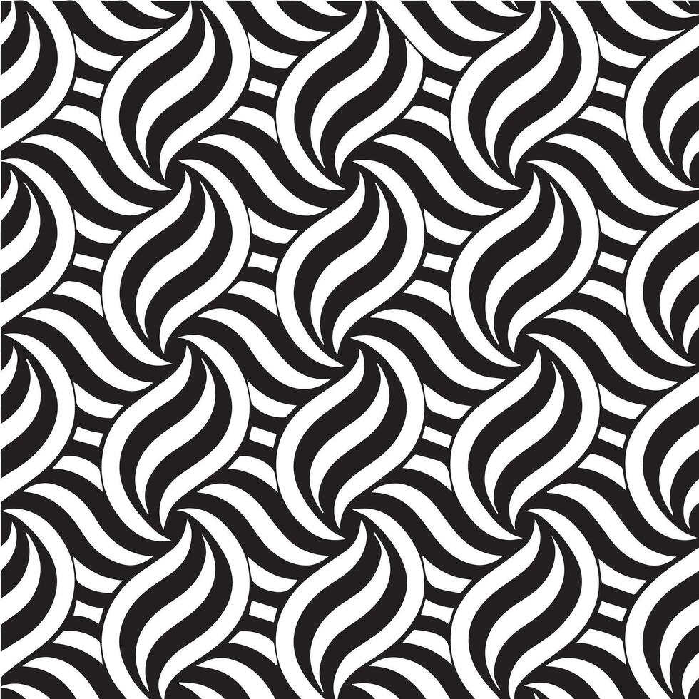 geometric waves seamless pattern background black and white vector