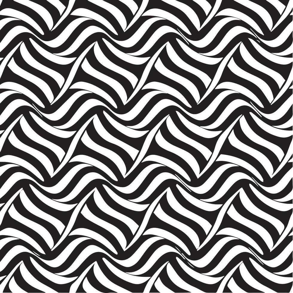 geometric waves seamless pattern background black and white vector