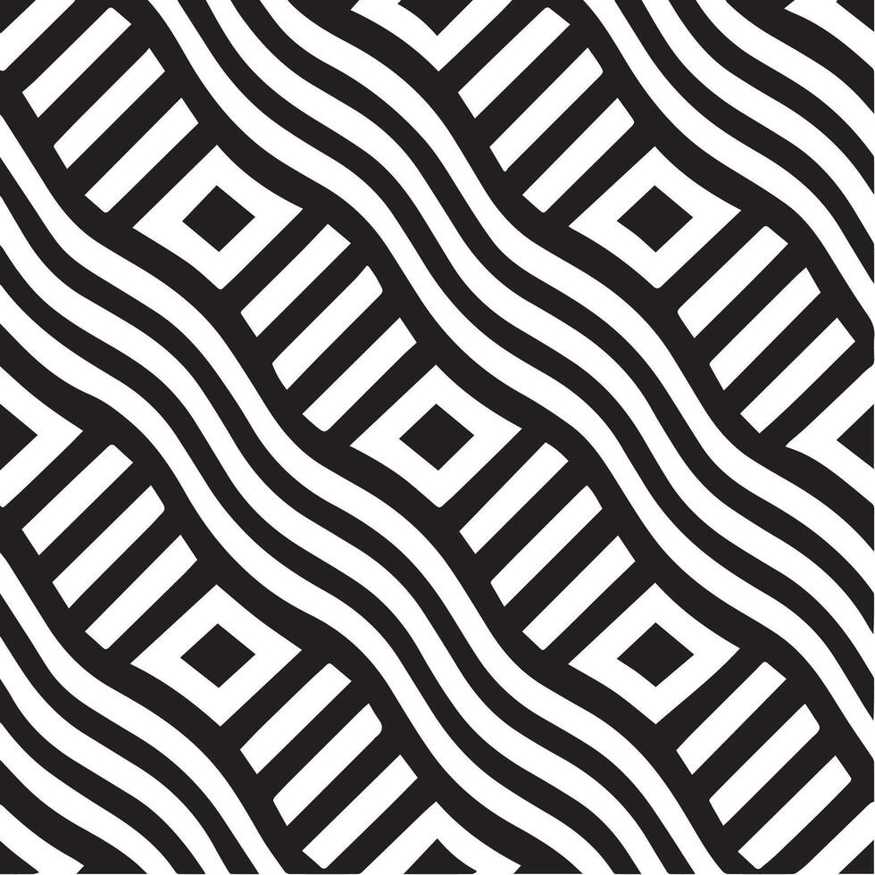 geometric waves seamless pattern background black and white vector