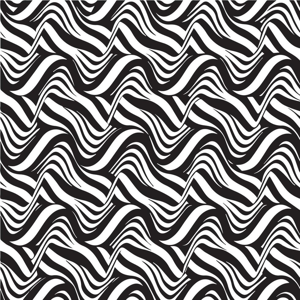 geometric waves seamless pattern background black and white vector