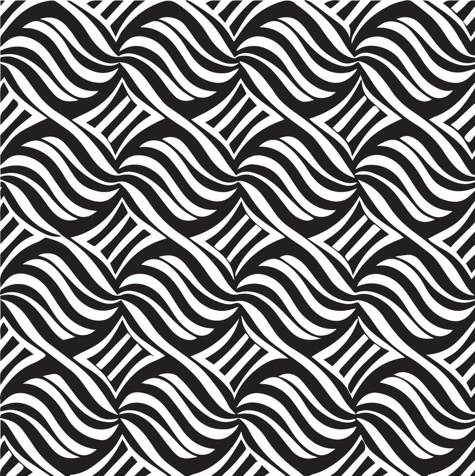 geometric waves seamless pattern background black and white vector